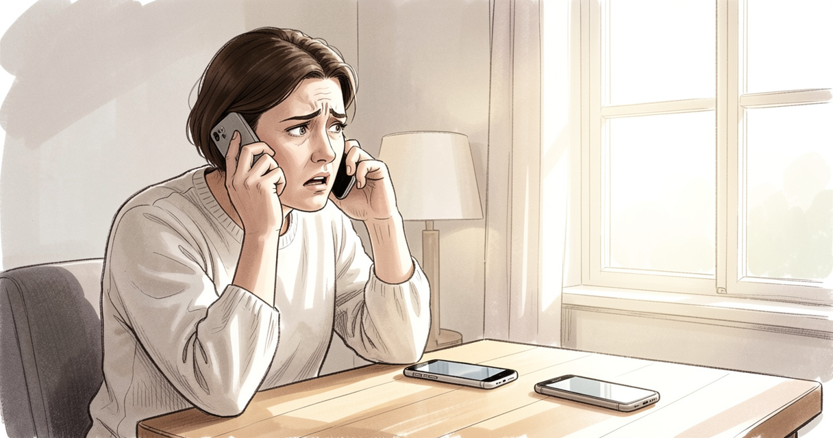 Consumer insurance association scam: woman answering suspicious call at home