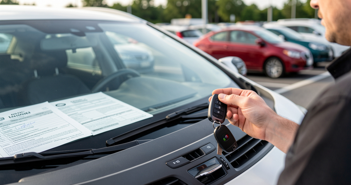 Short-term car insurance for rental car, driver at rental counter