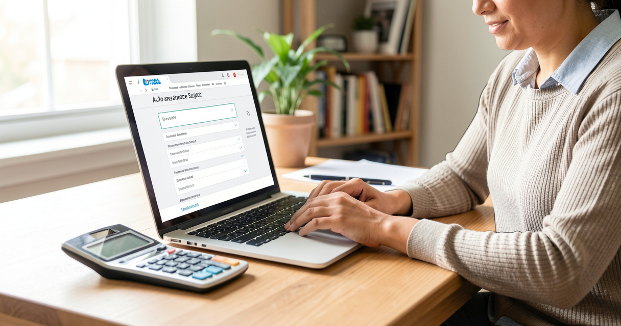 Comparing short term car insurance quotes on laptop, non-owner policy documents