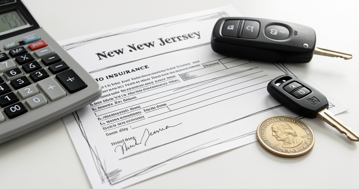 Dollar-a-day insurance policy document with calculator and car key