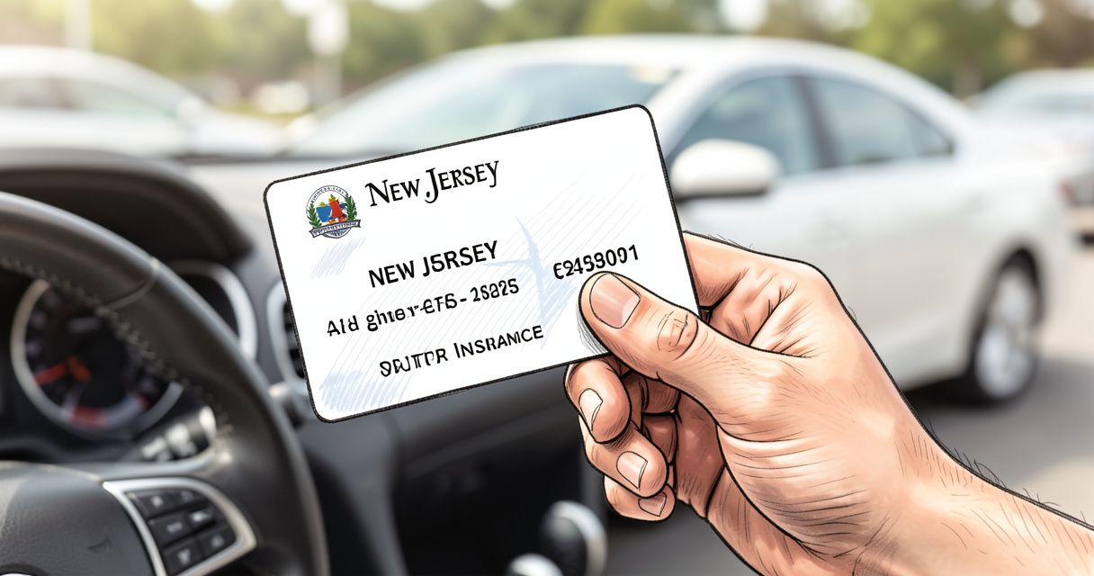 NJ SAIP insurance card in driver's hand for dollar-a-day policy