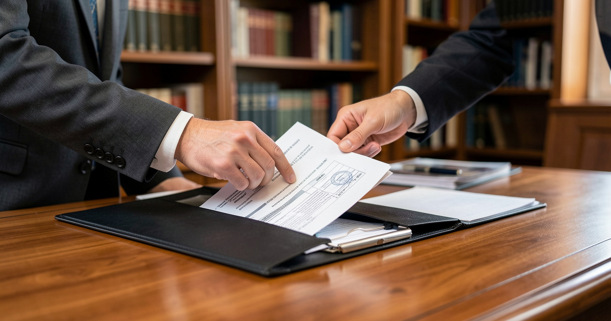 Lawyer organizing medical insurance appeal paperwork for a client case
