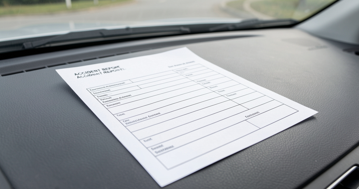 Blank constat amiable PDF on car dashboard ready for download and printing